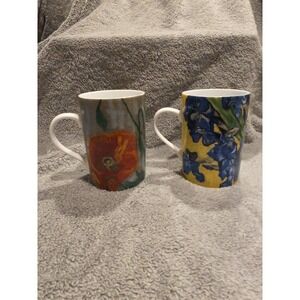 Set Of 2 Van Gogh Museum Amsterdam Poppies Iris Porcelain 10oz Coffee Mugs Tea